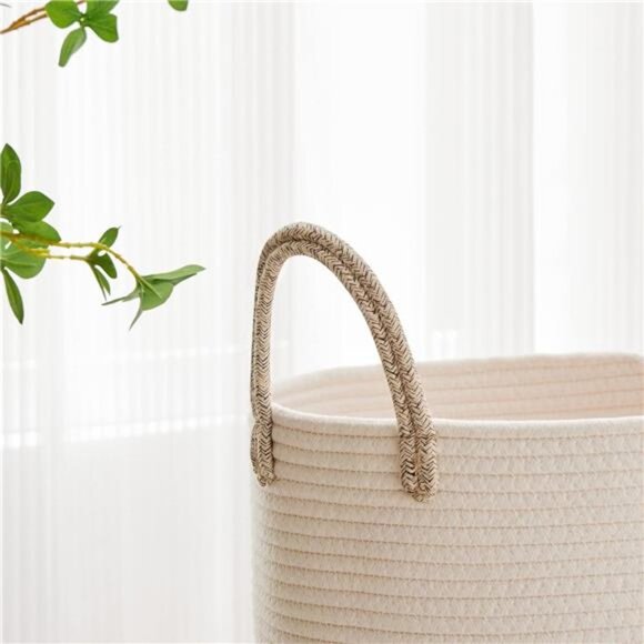Large Laundry Hamper, Tall Woven Rope Storage Basket for Blanket, Toys, Clothes - Picture 3 of 7